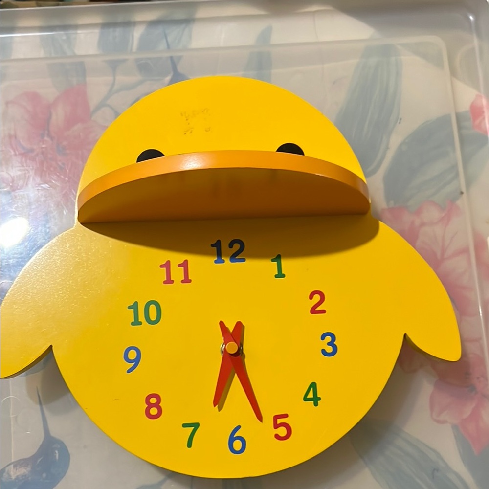 Yellow Duck Wall Shelf Clock for Kids